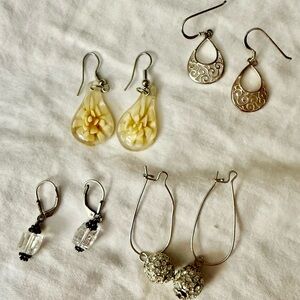 4 pairs Chic Silver Earrings